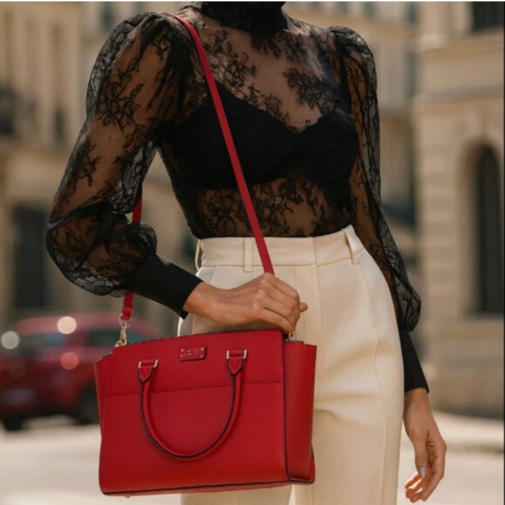 Kate Spade Lana Grove Street Red Crossbody Satchel Handbag Purse